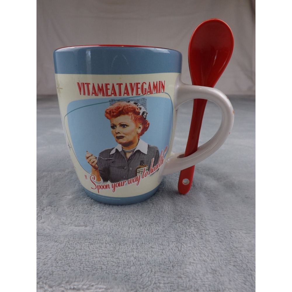 I Love Lucy Coffee Mug NEW with Spoon Multi-Color Vitameatavegamin Collectibles‎